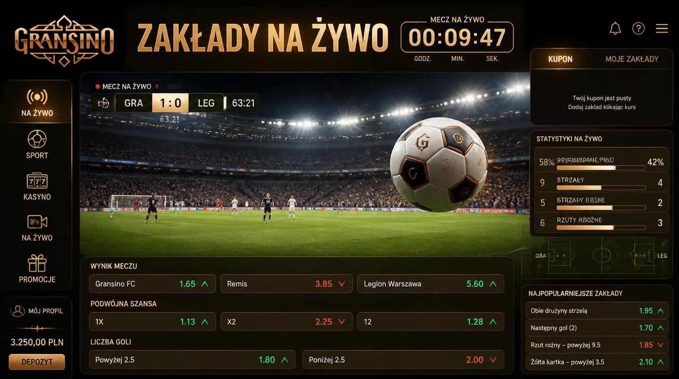  Interfejs kasyna live z piłką i zmieniającymi się kursami 