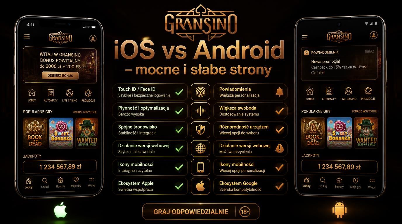 Porównanie funkcjonalności kasyna Gransino na iOS i Androidzie